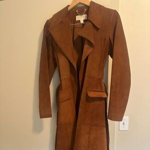 Michael Kors Brown Suede Trench Coat